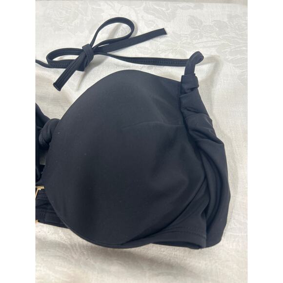 Victorias Secret Bikini Top 34DD Black The Wrap Halter Swim Padded - Picture 2 of 7